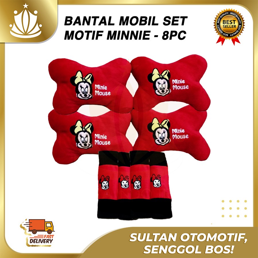 Bantal Jok Mobil Mickey Mouse Set 8 PC / Bantal Leher Mobil Mickey 8 PC PROMO MURAH