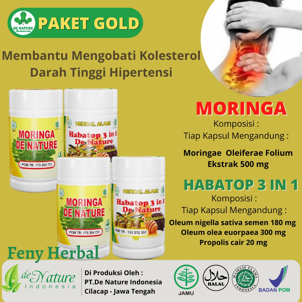 

Paket Gold Moringa Habatop Denature Obat Kolesterol Hipertensi Darah Tinggi Herbal Ampuh