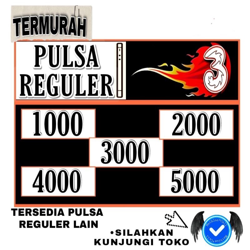 Pulsa Reguler Tri 1K-5K [MURAH]