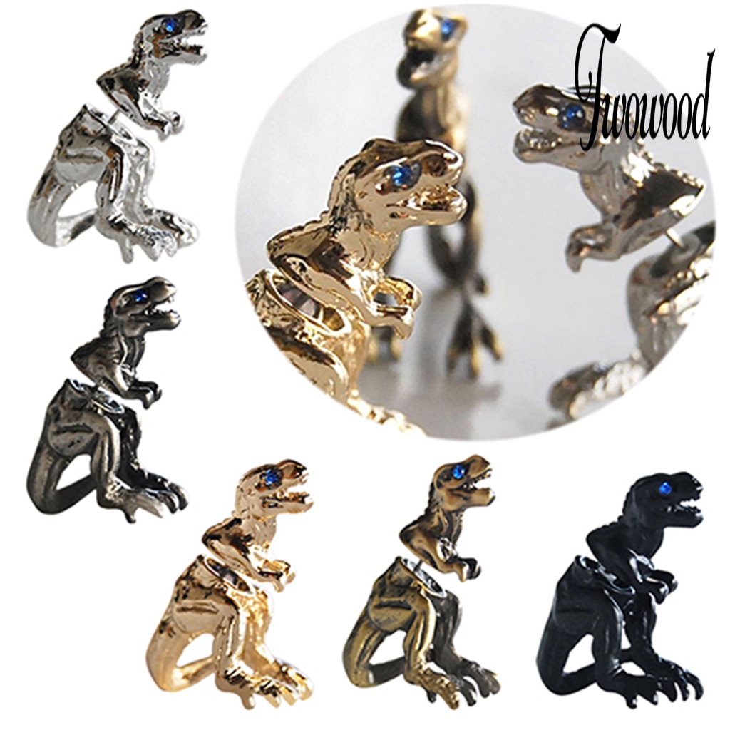 Anting Stud Bentuk Hewan Dinosaurus 3D Bahan Alloy Gaya Punk Untuk Pesta