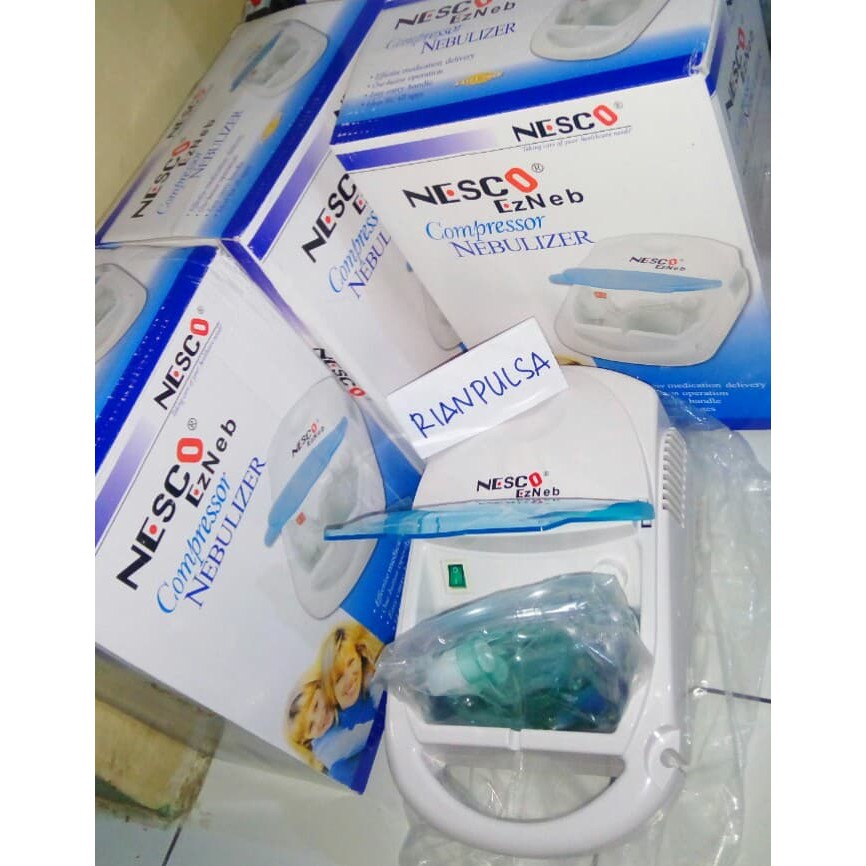 Nebulizer nesco ezneb Portable Nebu Mesin Uap Alat  Pernafasan Dahak Batuk Asma Anak Dewasa bayi tua