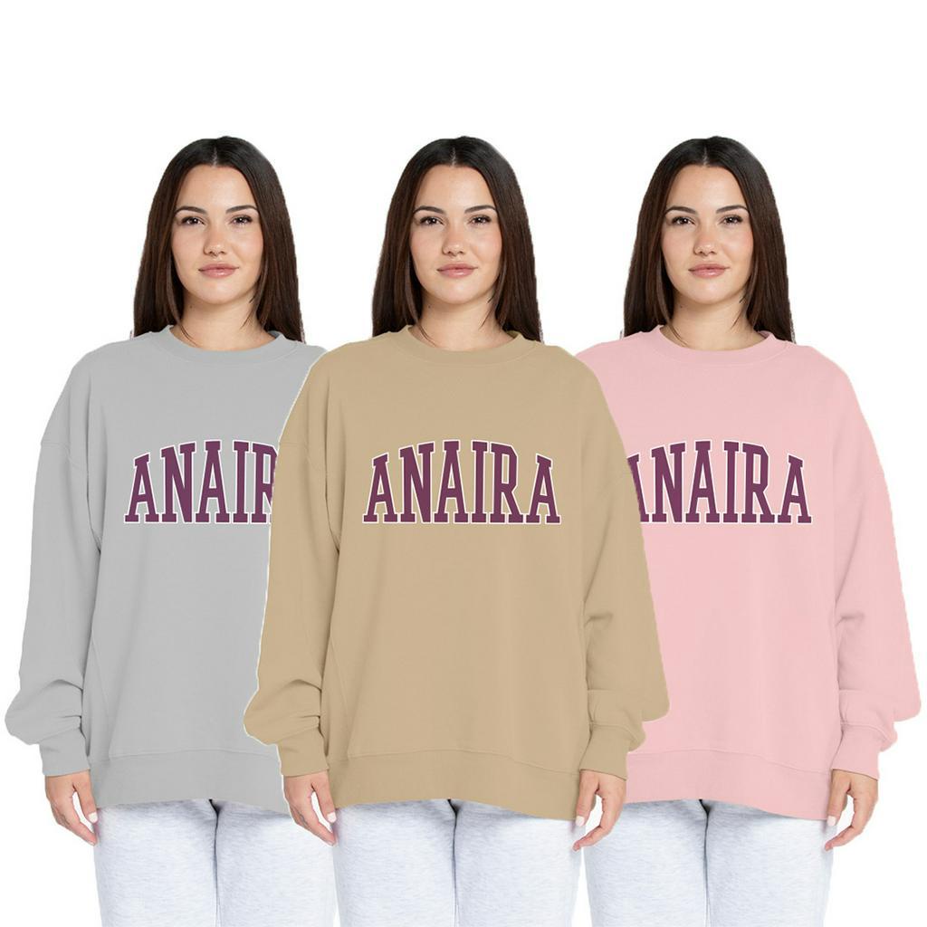 ROYAL PURPLE ANAIRA LOGO SWEATER SWITER CREWNECK OVERSIZE PRIA WANITA Size M-XXL