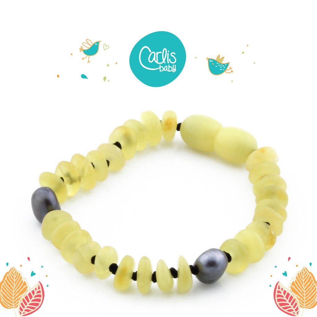 Gelang Amber Tumbuh Gigi Bayi With Black Pearl By Carlis Baby. AG26