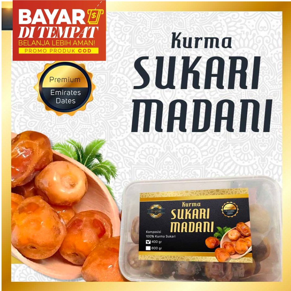 

Kurma Sukari Madani / Kurma Sukari Premium / Kurma Sukkari Basah Kering Segar 800 gr