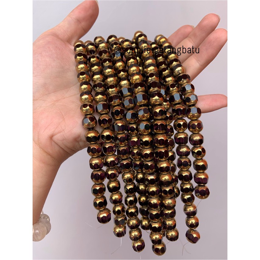 kristal BINGKAI GOLD 10mm ungu bahan spacer gelang kalung pembatas