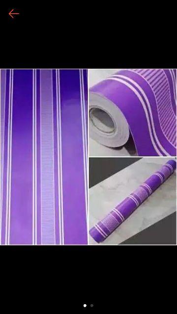 Grosir Murah - Wallpaper Sticker Dinding Garis Bunga Karangan - Blossom Ungu Biru Cantik Mewah 10m