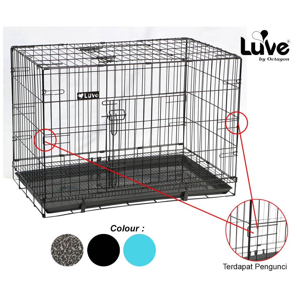 Kandang Besi Lipat LUVE Octagon Pet 90 Size XL Kucing Anjing Kelinci