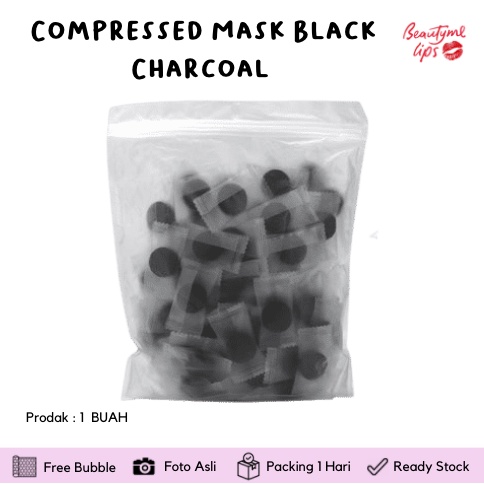 Compressed Mask Black Charcoal / Kertas Masker Arang Bambu Masker Kertas (SATUAN)