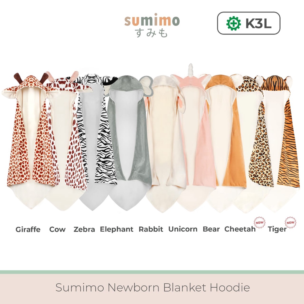 Sumimo Newborn Blanket Hoodie / Selimut Topi  Bayi Karakter - BABY MINISTRY