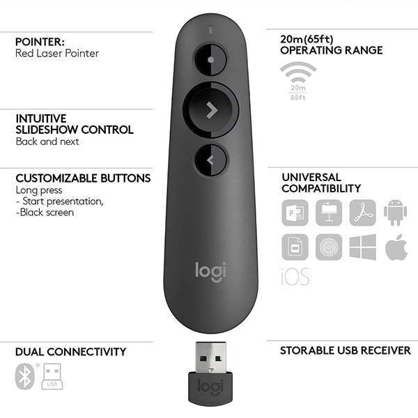 Logitech R500s Laser Presentation Remote R500 s / R 500 laser Pointer