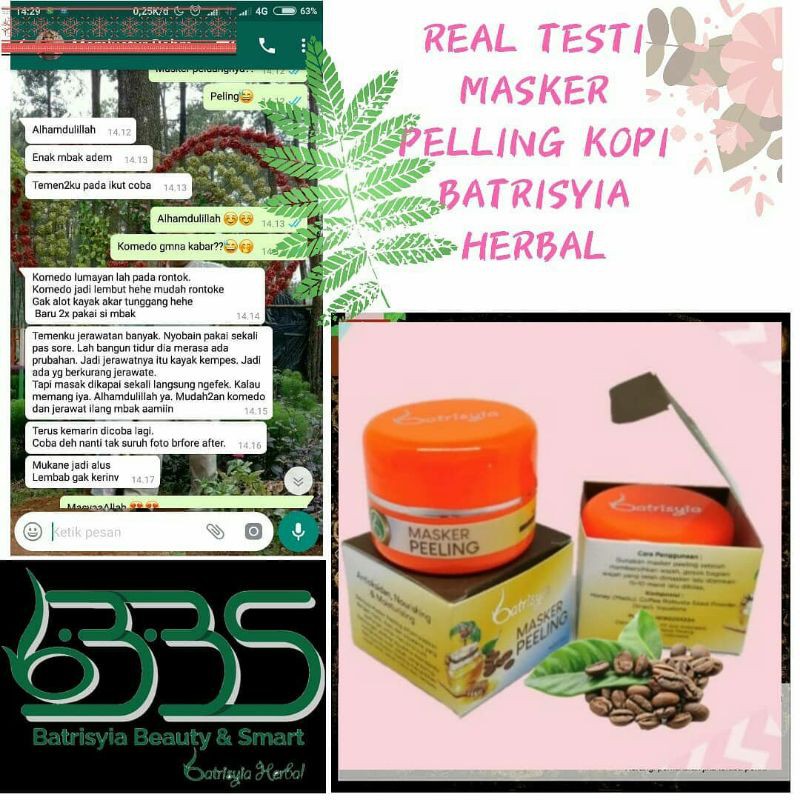 (BISA COD) Masker peeling kopi batrisyia, masker peeling untuk komedo flek kusam bopeng