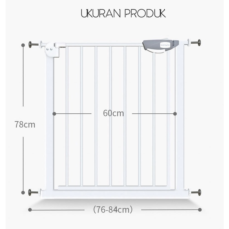 Kuru Baby Safety Gate Ukuran 75 x 84 cm Pagar Pembatas Tangga/Pintu Pagar Pelindung Bayi