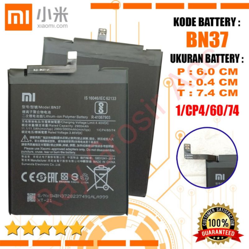 Baterai Original Xiaomi BN-37 BN37 BN 37 , Redmi 6 , Redmi 6A