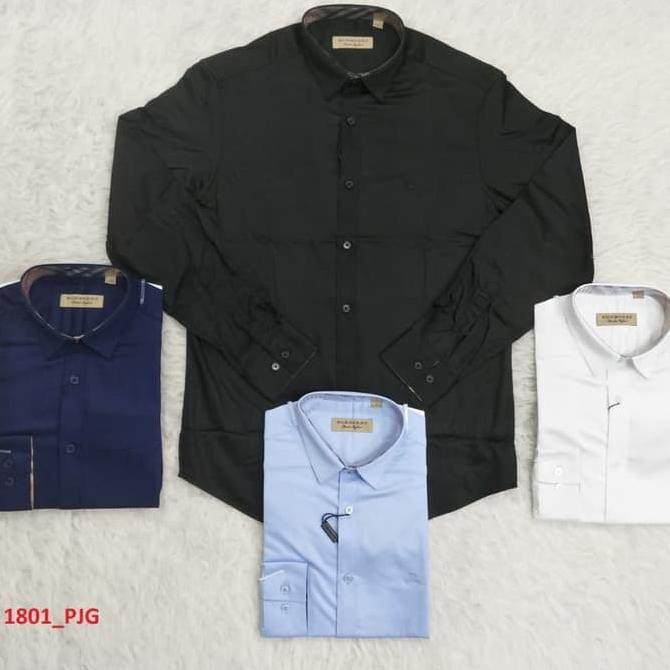 Kualitas Terbaik kemeja panjang burberry pria mirror 1.1 / slimfit - Hitam BARANG BAGUS