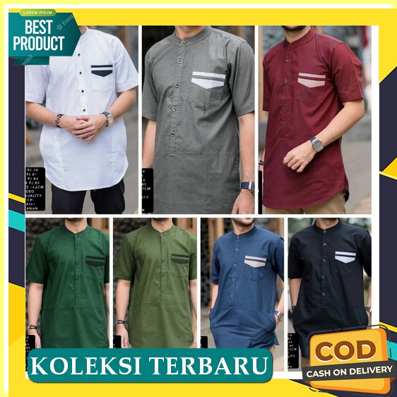 Sudah Ready.. Baju Koko Pria Baju Muslim Pria Baju Koko Dewasa Remaja Baju Koko Putih Lengan Pendek 