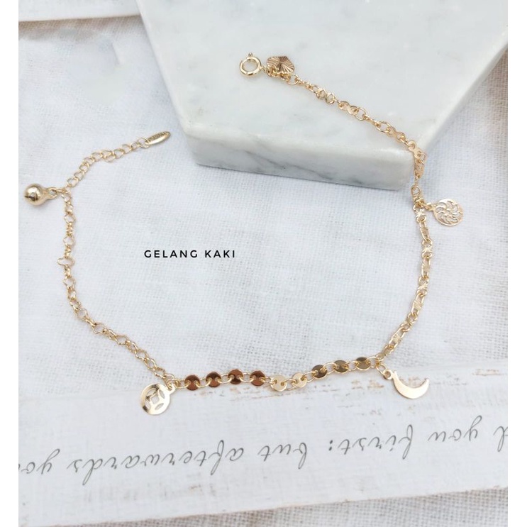 Gelang kaki dewasa Xuping/Gelang kaki Titanium asli dilapisi emas 18k anti iritaai