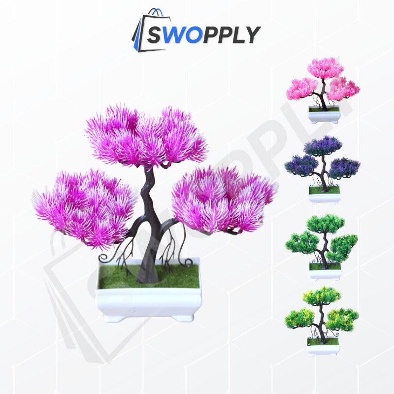 Swopply PT27 Pot Tanaman Hias Bunga Hias Plastik Ornamen Pot Bongsai Artificial Flower Decoration