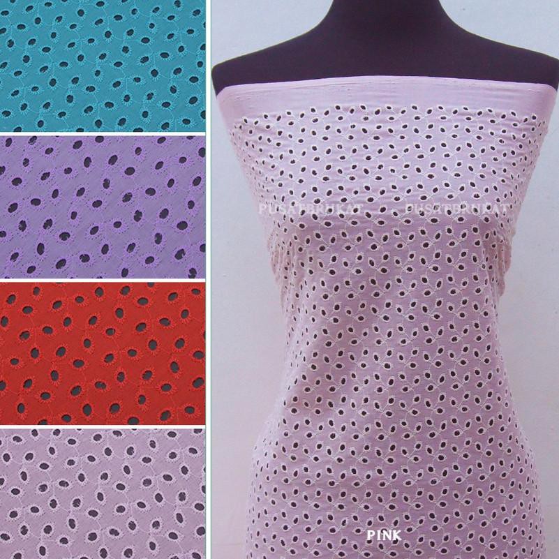 ➢ KAIN KATUN BORDIR 01578 / BAHAN KATUN BORDIR / KAIN MUKENA METERAN, LEBAR 120CM [harga per 0.5m] ۞