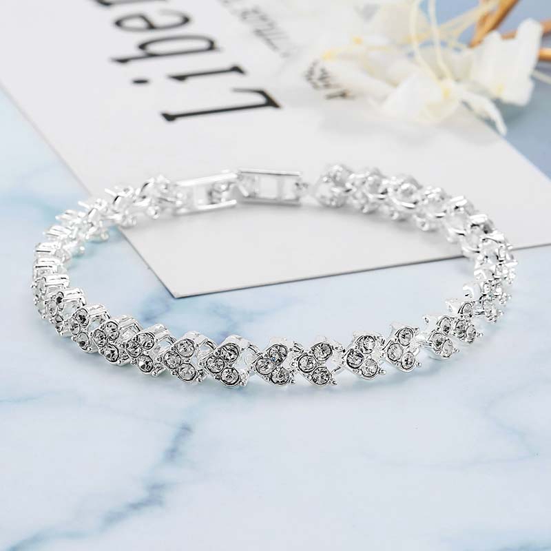 Korea Gelang Bangle Perempuan Hias Kristal Fashion Berlian Imitasi Untuk Wanita