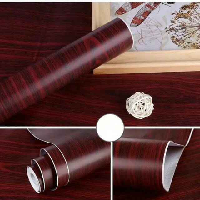 WALLPAPER STICKER DINDING TERMURAH KAYU MERAH KAYU TRIPLEK