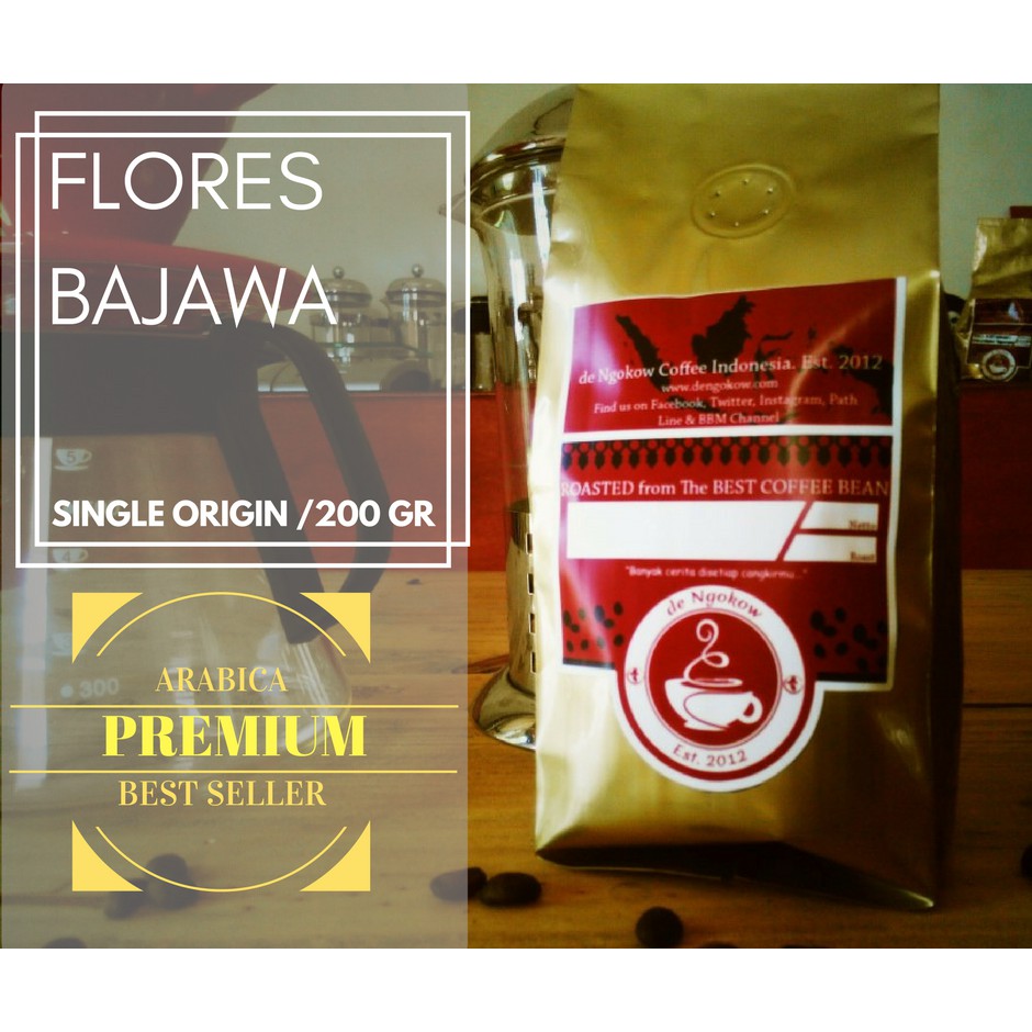 

Kopi Arabica Flores Bajawa, 200 gr Premium Coffee Beans by de Ngokow Roastery (Biji/Bubuk)