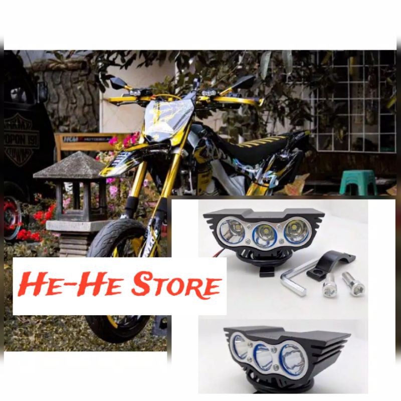 LAMPU LED SUPERMOTO KLX/CRF LAMPU OWL 3 MATA HEADLAMP SUPERMOTO LAMPU LED CRF 150L LAMPU LED KLX