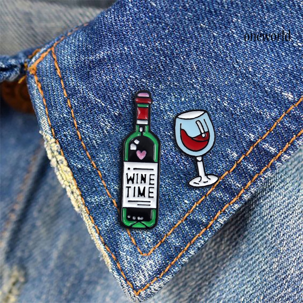 OW@ Brooch Pin Stylish Durable Wine Bottle Shape Brooch Pin Denim Jacket Badge Jewelry Scarf Bag Sweater Decor