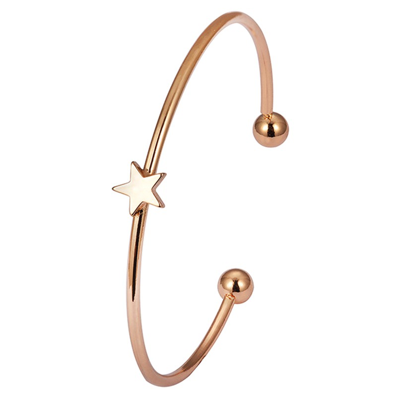 4Pcs / Set Gelang Tangan Model Terbuka Desain Bulan &amp; Bintang Hias Berlian Mewah hhbr25