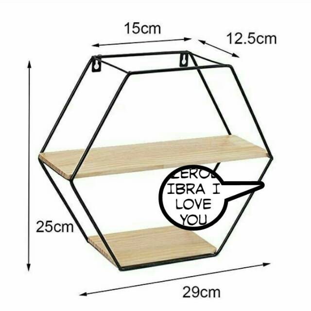 Rak Dinding Besi Hiasan Pot dinding Hexagon Rak Pot Bunga Besi