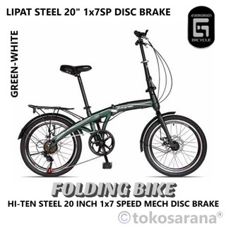 Sepeda Lipat Evergreen EG120-8 FB Remaja-Dewasa 20 Inci Rangka Steel 7Sp Rem V-Brake Folding Bike