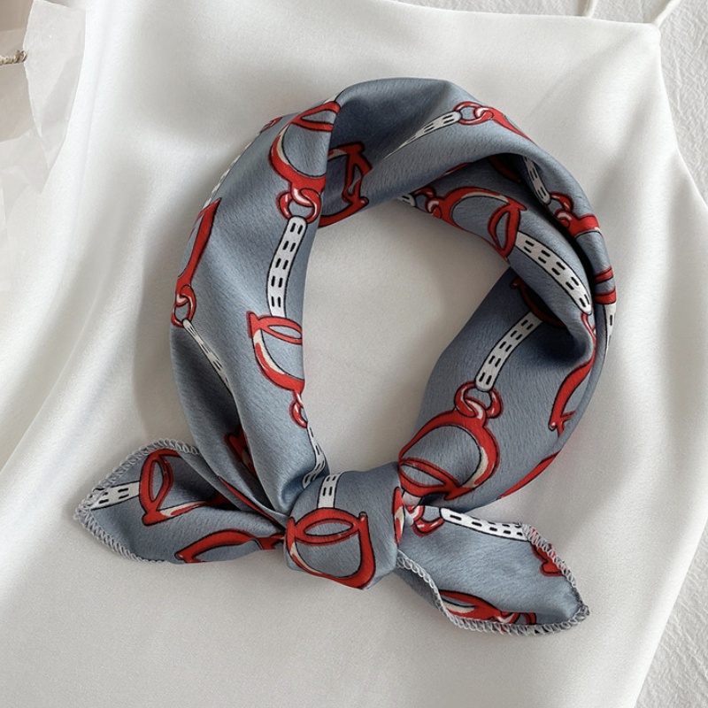 &quot;Aeryn&quot; 50x50 cm Mini scarf, Scarf Leher, Scarf Tas, Bahan Silk Immitation