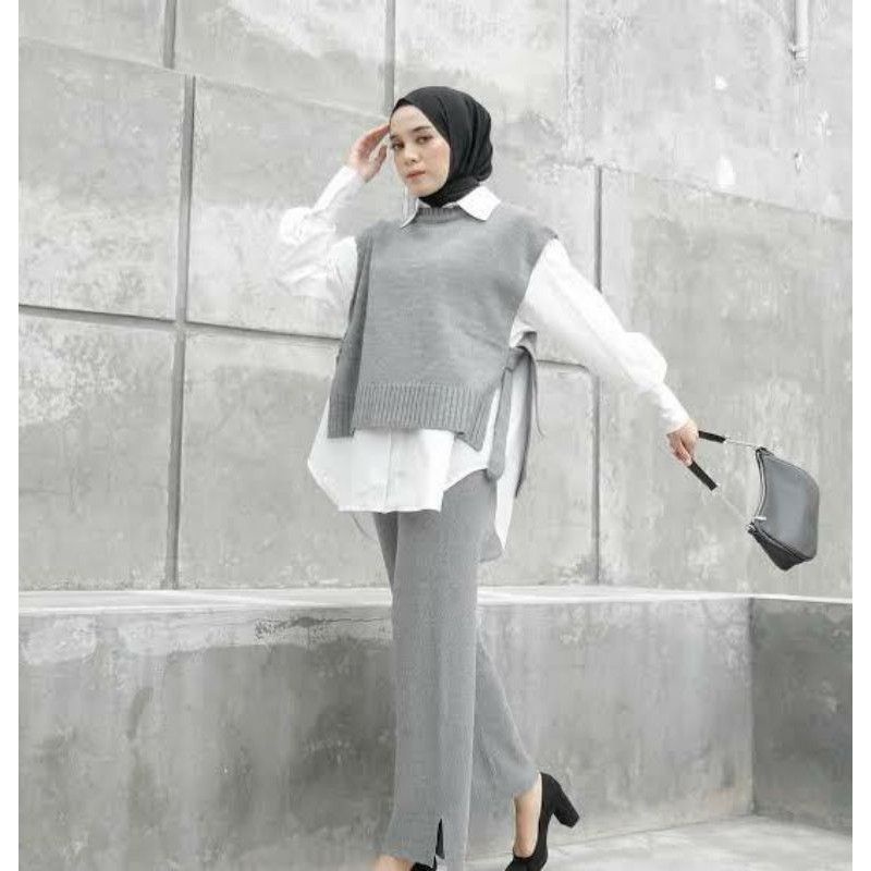 Vest Rompi Rajut Tali Outer Wanita Premium dan Murah