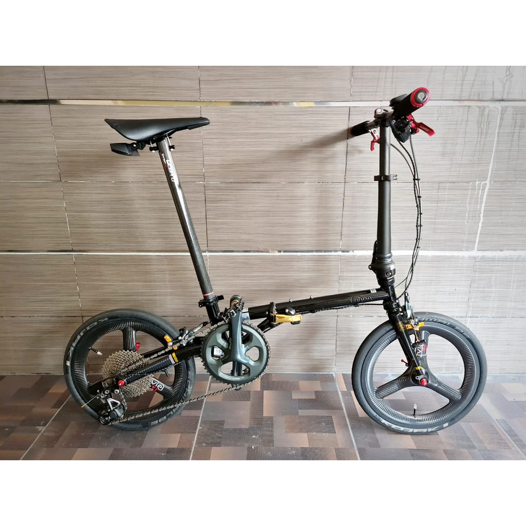 Sepeda lipat bekas fnhon gust Black Gold 16" 10speed full upgrade