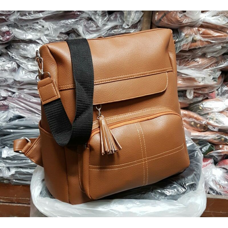 Rully68_Tas Ransel Wanita CBL LOMCEM FREE POMPOM /Tas murah /bisa di bayar di tempat COD