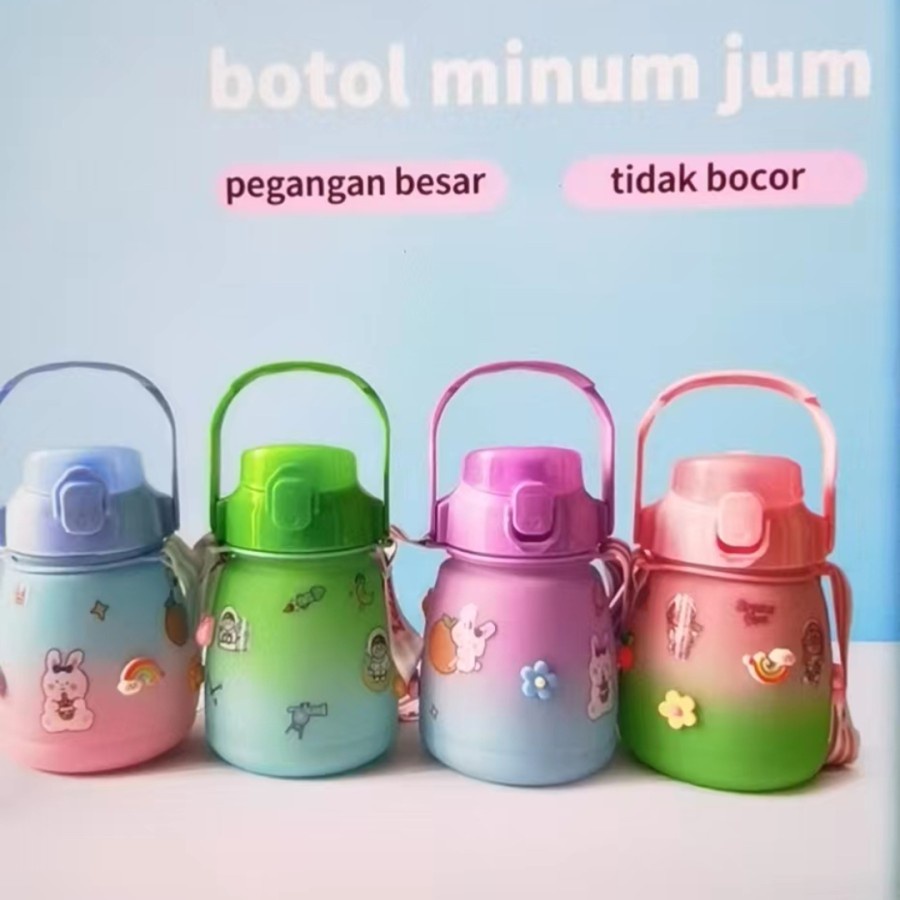 Botol Minum Gemoy Jum Pelangi Thumbler tempat air minum Sekolah Gym Kantor