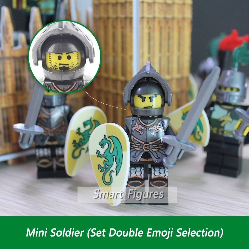 Mainan Action Figure Minifigures Model Kastil Tentara Naga Hijau AX9806