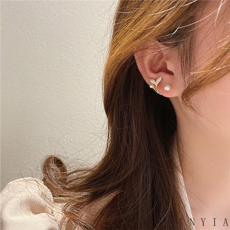 Xia.id Anting Tusuk Silver 925 Wanita Desain Ekor Ikan Hias Mutiara 2023