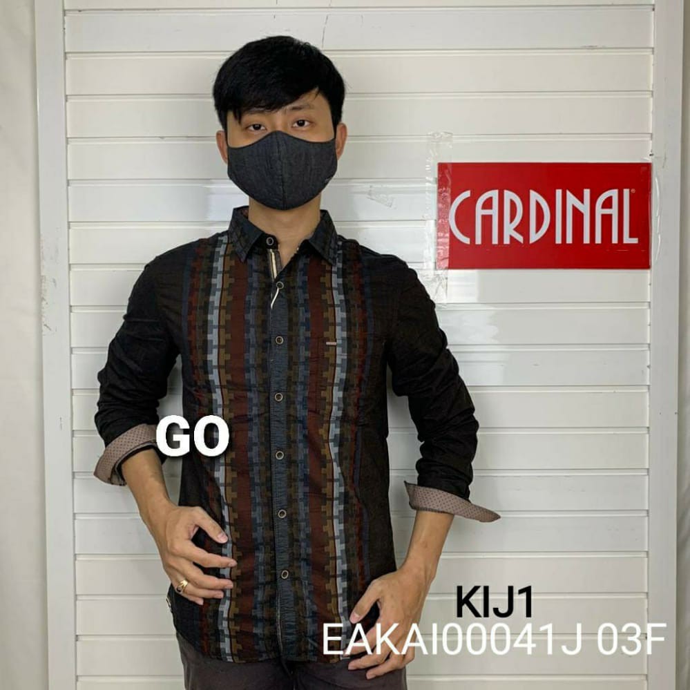 gos KIJ CARDINAL KEMEJA SLIMFIT Pakaian Atasan Pria Hem Casual Santai Motif Original Lengan Panjang