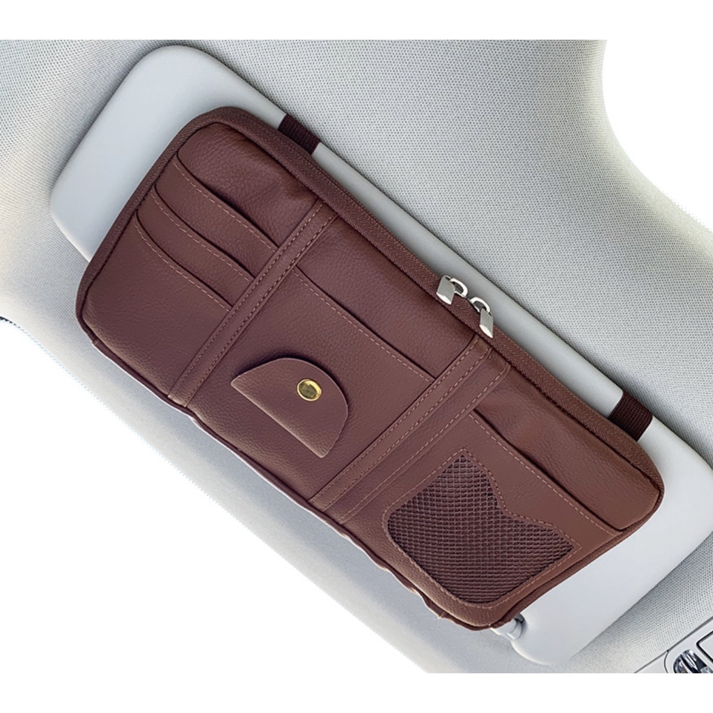 WRF38B Sunvisor Version 2.0 Tempat Dokumen Uang Kartu Mobil Bahan Kulit Leather PU Impor TKM