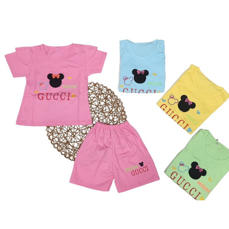 setelan anak perempuan mouse gucci