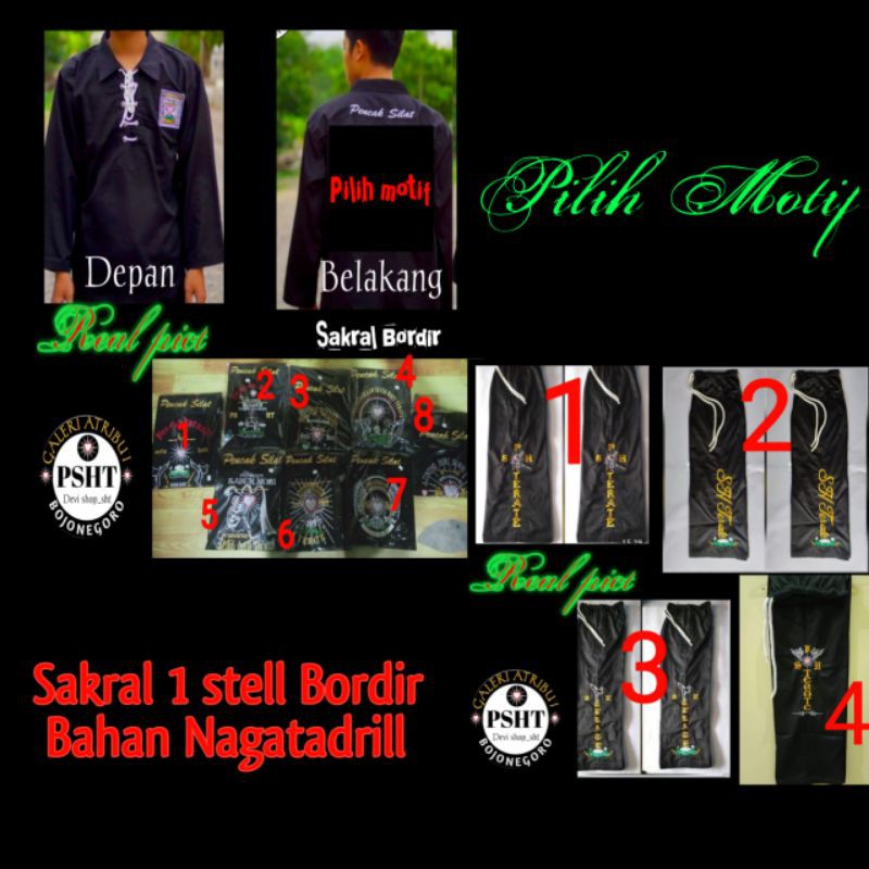 Baju sakral psht + komprang bordir Bahan nagatadrill
