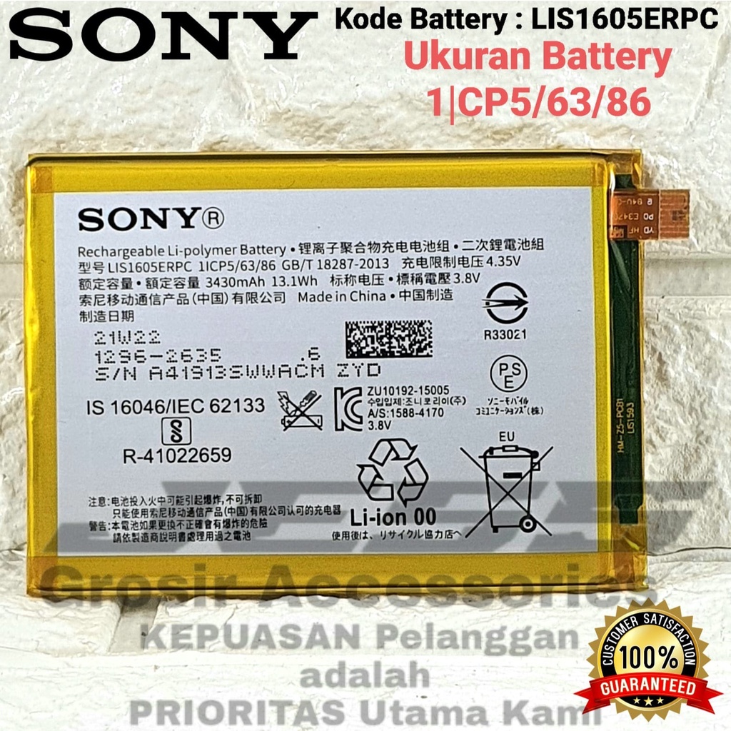 Baterai SONY Xperia Z5 Premium Dual - Z5P - E6833 - E6853 - E6883 Battery Original Soni LIS1605ERPC