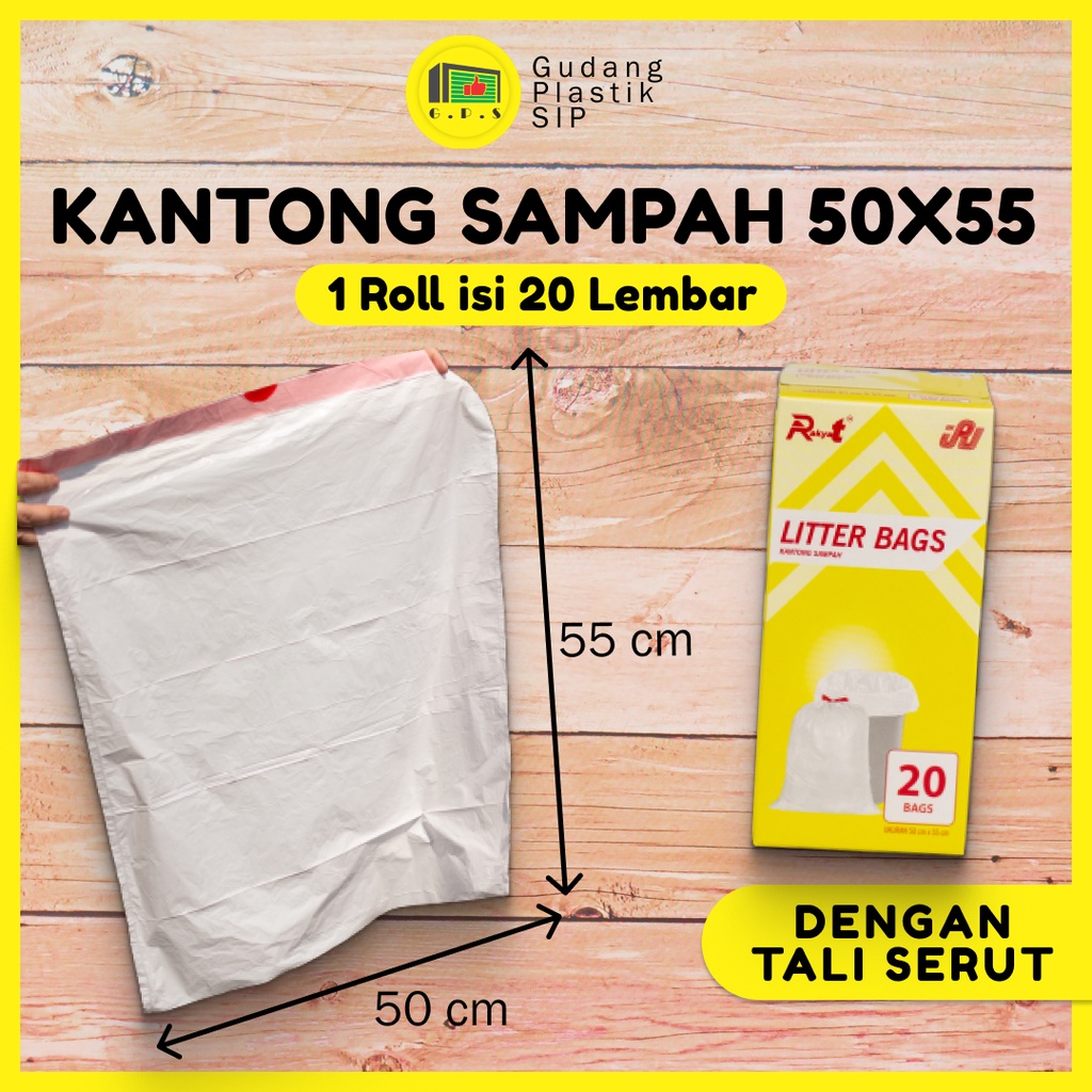 Kantong Sampah Dengan Tali Serut Uk. 50 x 55 Ramah Lingkungan