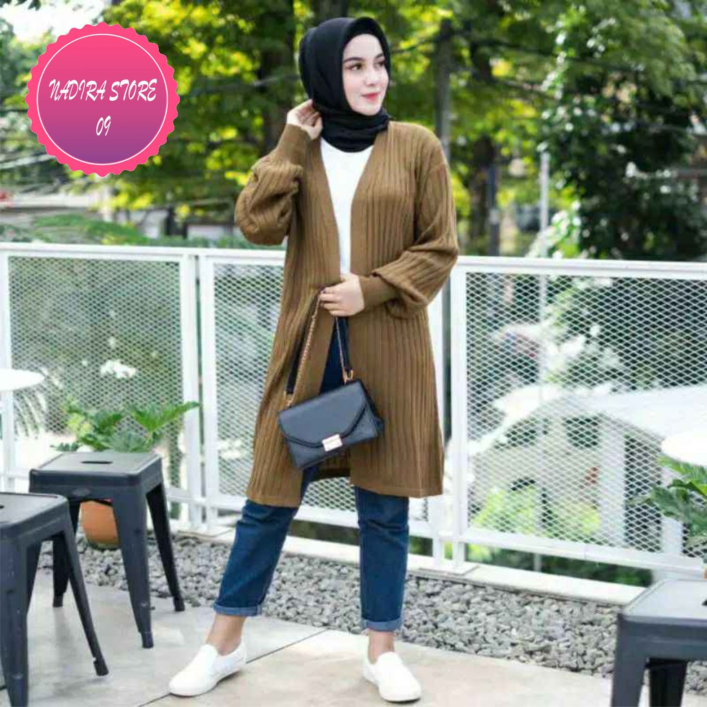 CARDIGAN RAJUT LONGKARDI  BALON