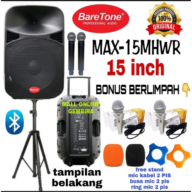 Jual Paket Speaker Karaoke Portable Baretone Inch Max Mhwr Original Good Quality Shopee