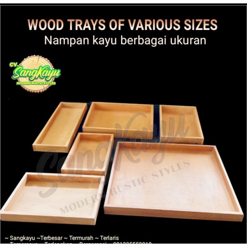 Wooden Tray 40x30x3 Cm Nampan kayu kotak seserahan hantaran cake box