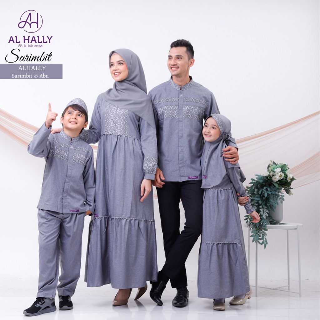 Sarimbit Keluarga AL HALLY 37 ABU / Fashion Muslim Keluarga Terbaru 2022