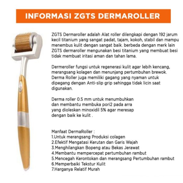 ZGTS Gold Dermaroller Jarum Titanium Original