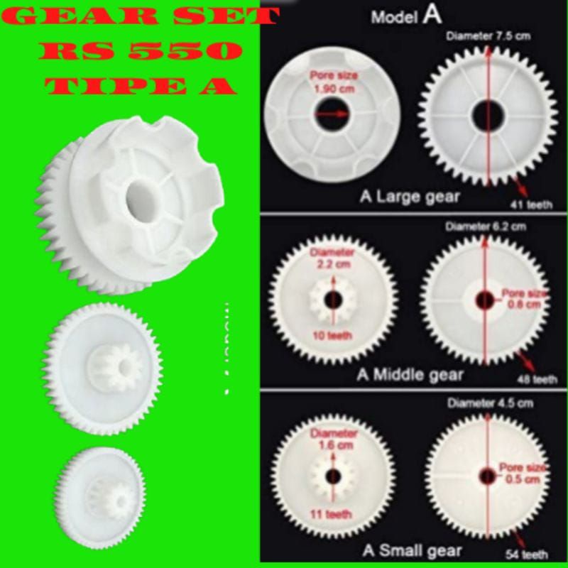 GEAR SET RS 550 Type A Gear Pliko/Gear/Gearbox/Mobil Motor aki mainan