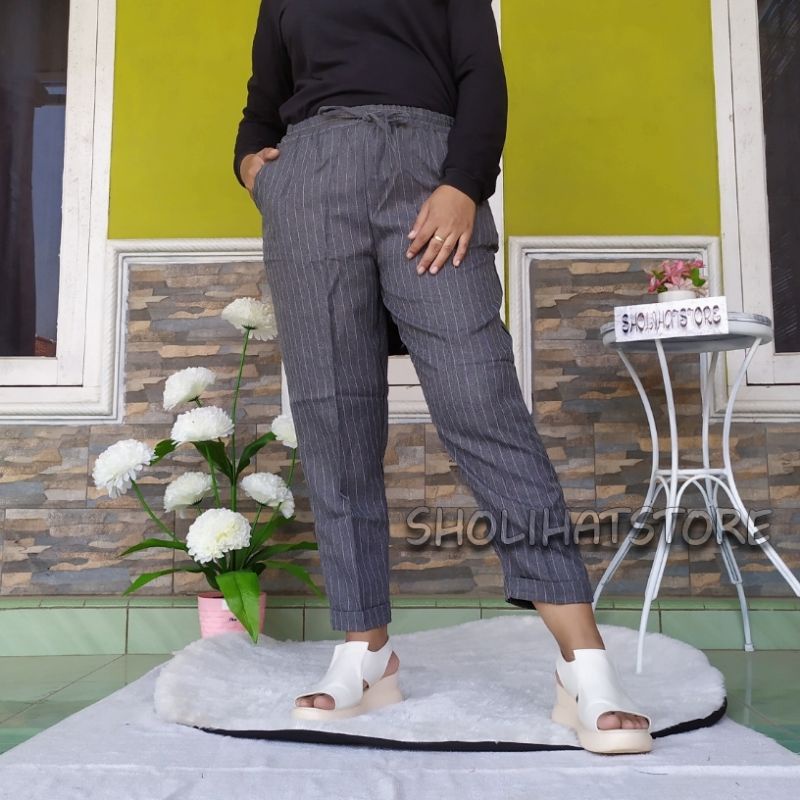 BAGGY PANTS SALUR SIZE M L XL XXL / CELANA BAGGY PANTS WANITA SALUR/ CELANA LINEN WANITA JUMBO MOTIF SALUR / CELANA LUNA SALUR JUMBO / ZARA PANTS / CELANA PANJANG WANITA TERBARU BAHAN SEMI WOLL PREMIUM SIZE M-L-XL SAMPAI JUMBO XXL / LINEN PANTS HIGH WAIST